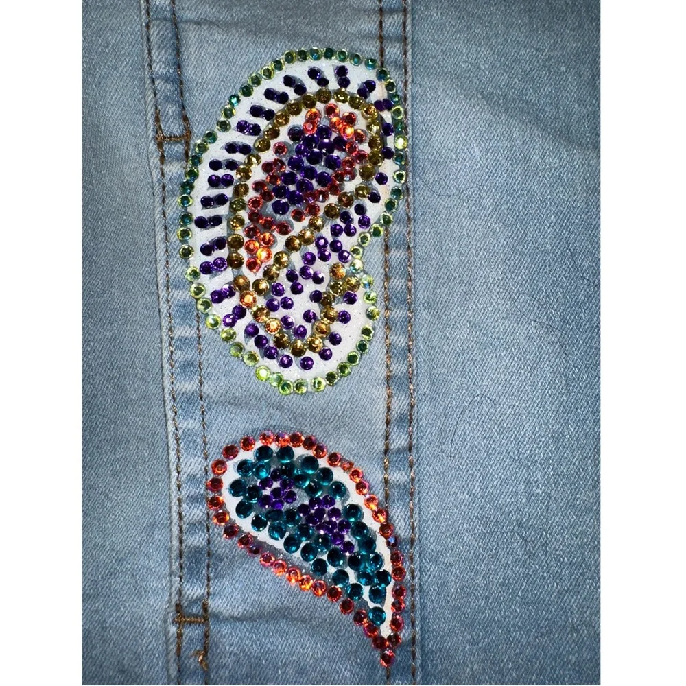 Paisley Crystal Embellished  Denim Jacket - Picture 6 of 9